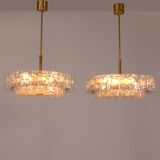 "Pair of Doria Leuchten Mid-Century Brass & Crystal Chandeliers, 1960s"