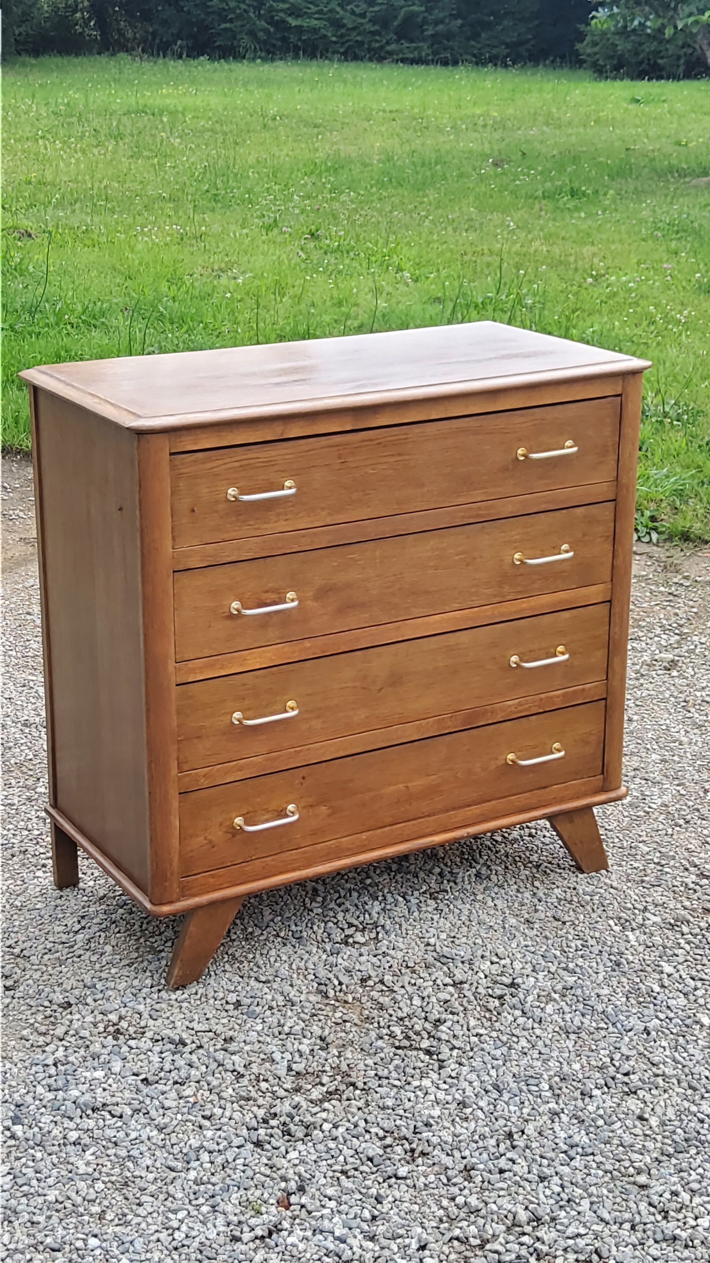 Vintage oak chest of drawers feet compass 4 drawers from the 50s