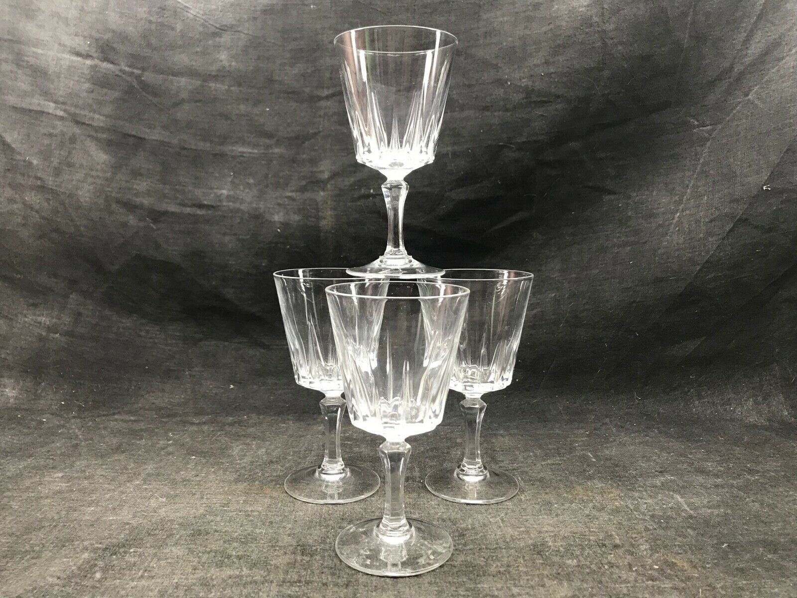 Set of four old vintage glass crystal walking glasses