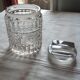 Pot avec couvercle en verre taillé, année 50.