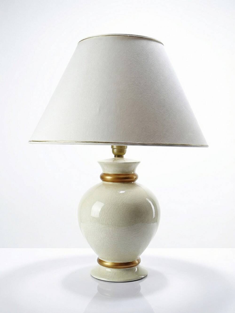 Vintage cracked cream white faience lamp Le Dauphin 1960s-70s Panama