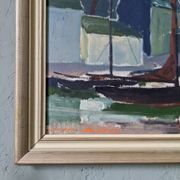 1954 swedish vintage coastal oil painting