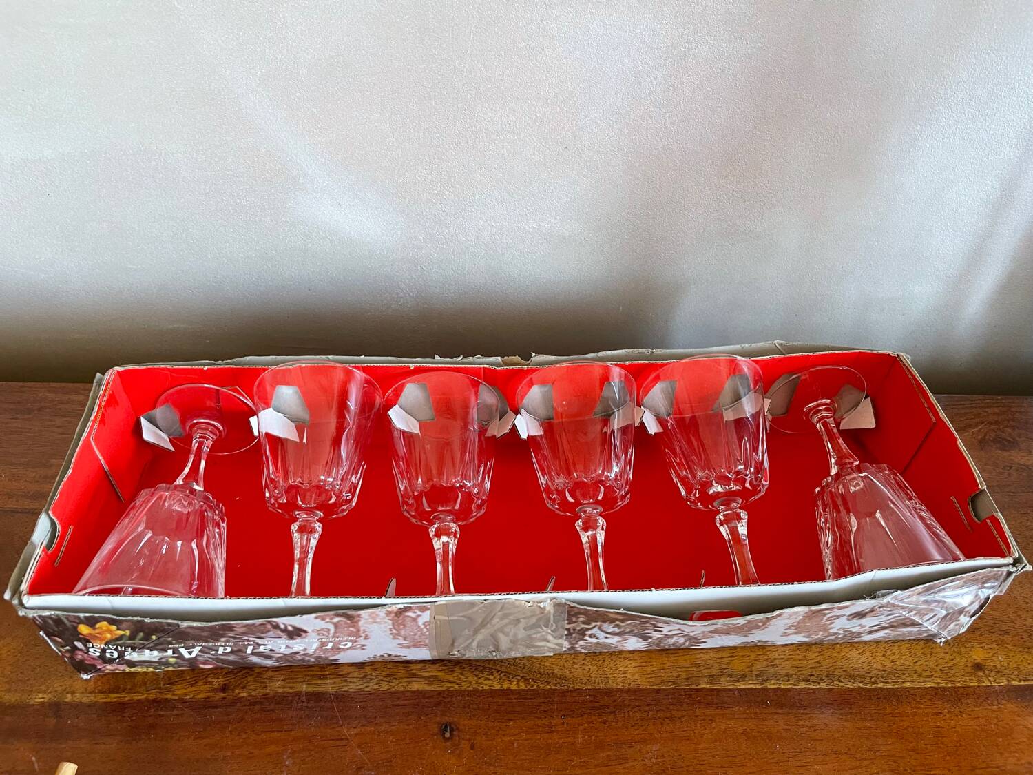 6 Arques Versailles crystal wine glasses