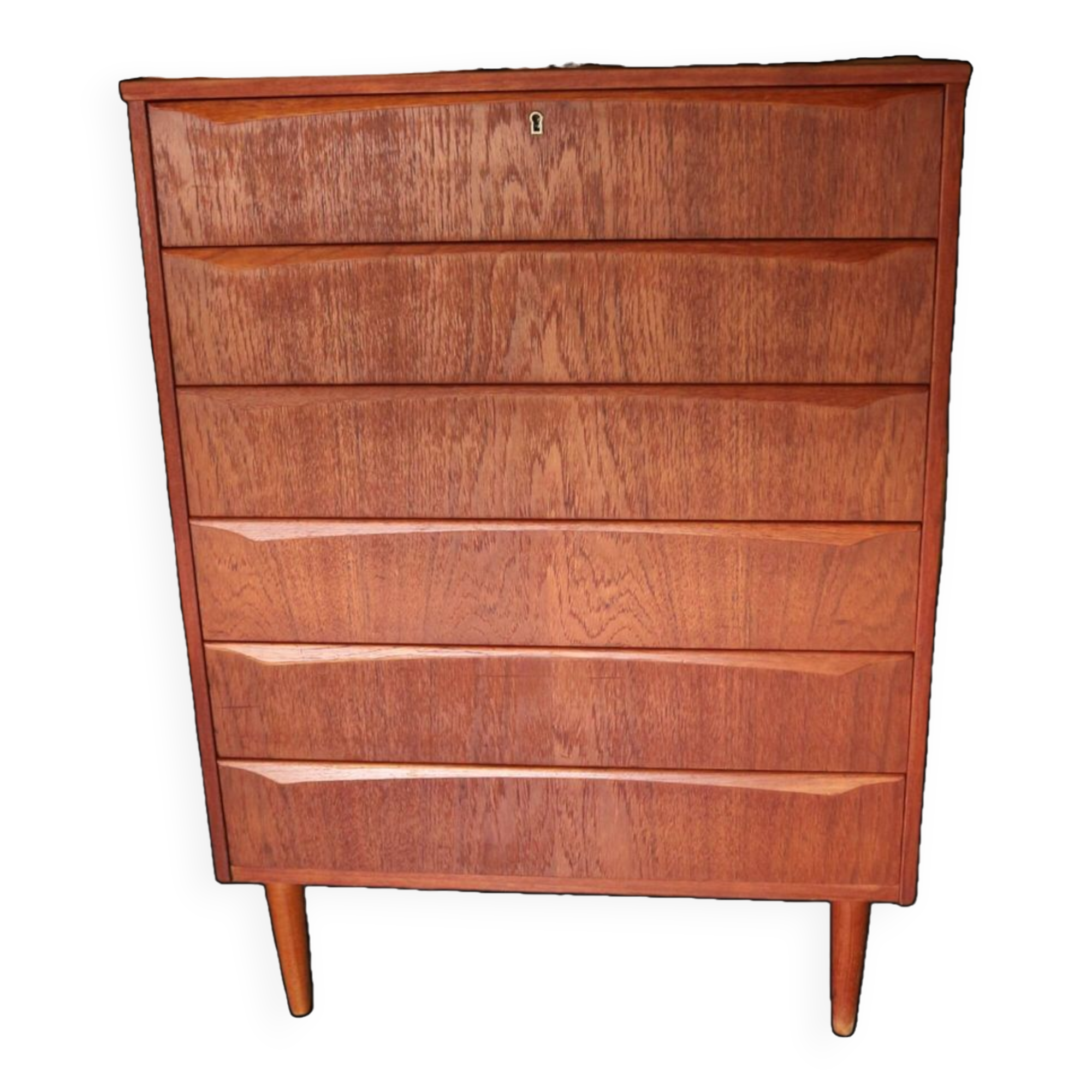 Mid-Century Modern Danish Chest of Six Drawers, Tallboy in Teak, Denmark, 1960
