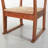 Rare Bas van Pelt Brutalist Oak Armchair with Woven Rush Seat for My Home