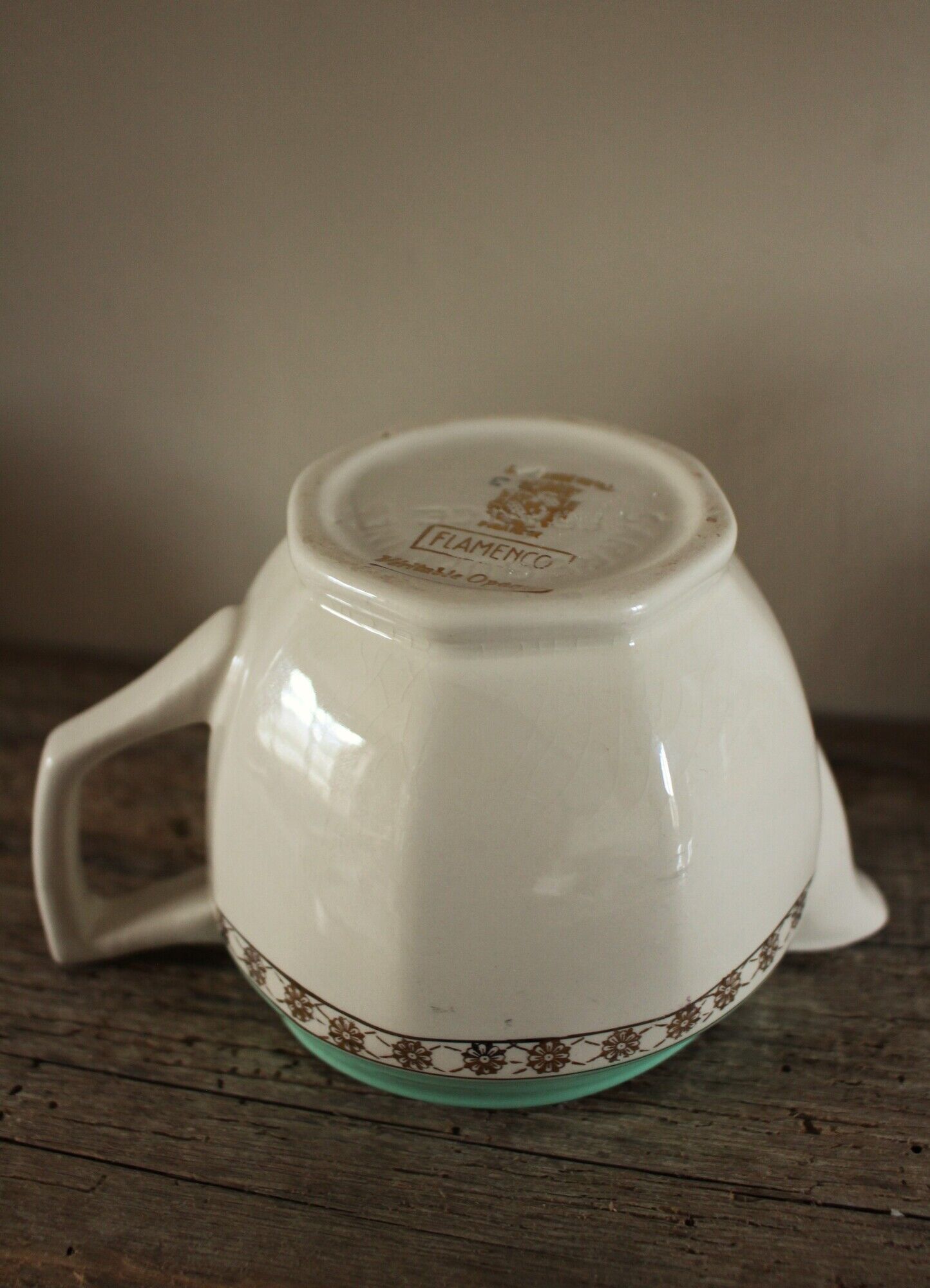 Milk jar Green Gilding Flamenco Opaque Digoin Sarreguemines