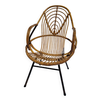 Wicker rattan armchair