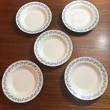 5 hollow plates Terre de Fer Sarreguemines early 20th century