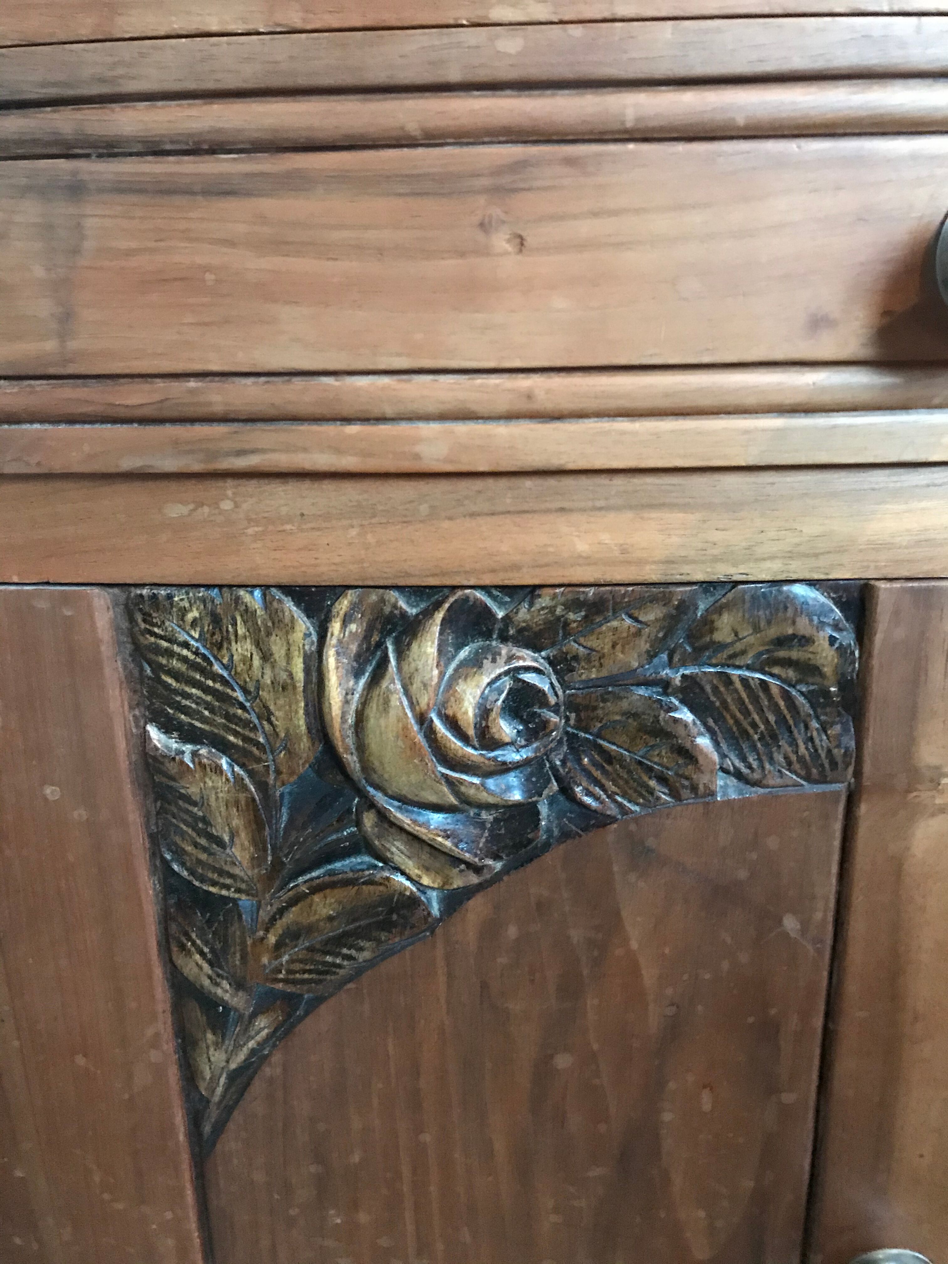 Art Deco wood and marble bedside