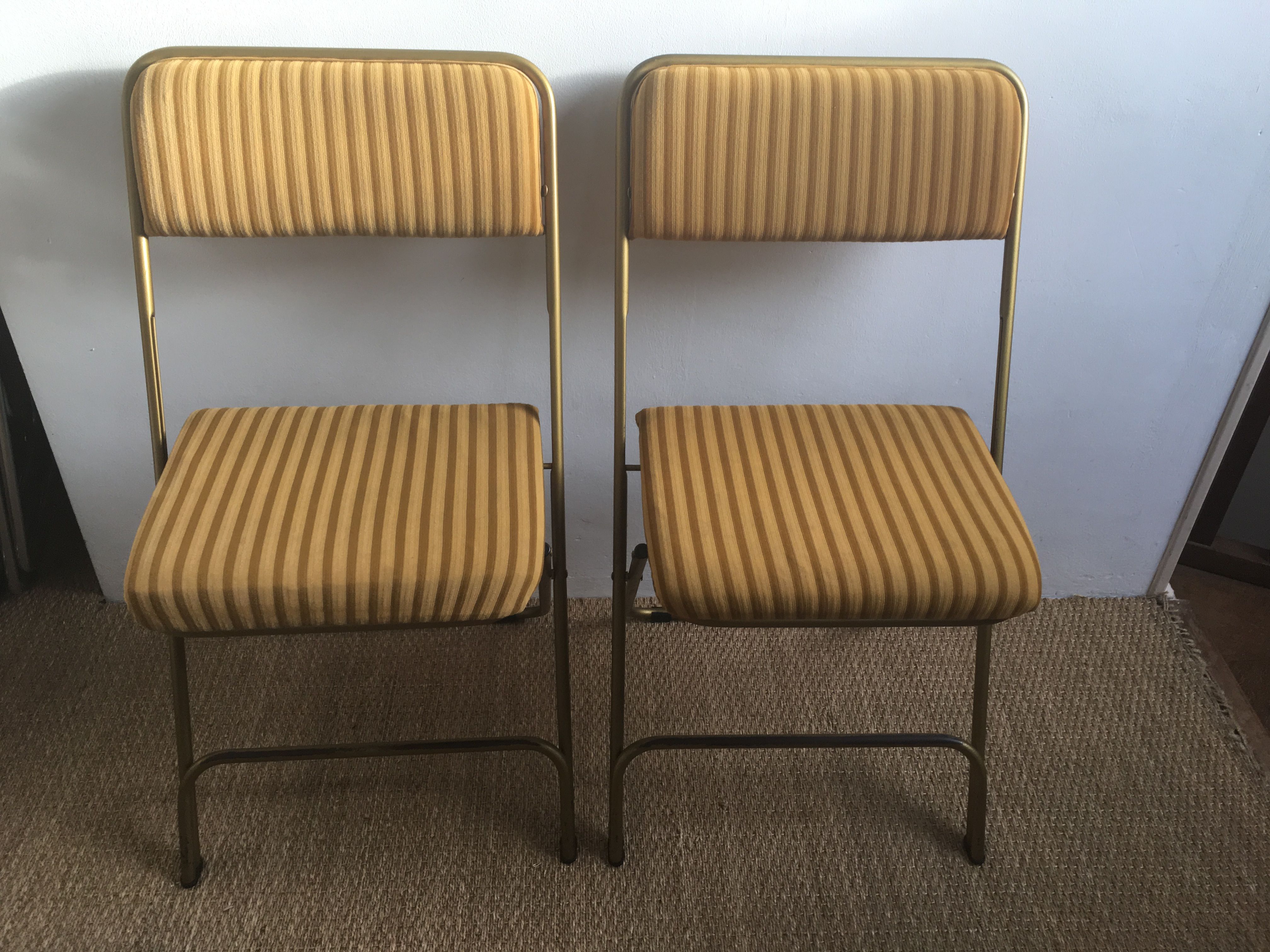 Paire de chaises Lafuma velours moutarde vintage 60/70’s