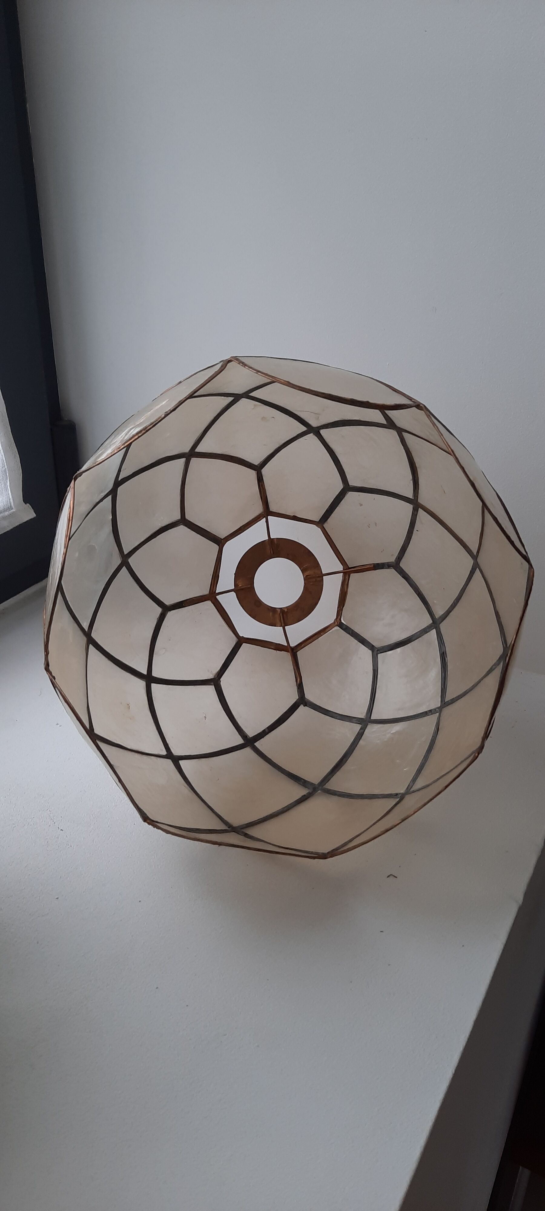 Mother-of-pearl and brass chandelier