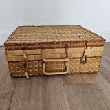 Valise en rotin, osier et rafia