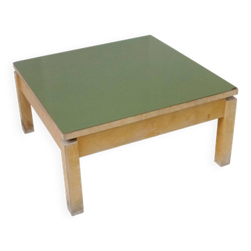 Table basse carrée Formica kaki vintage 1950 Rockabilly 50's