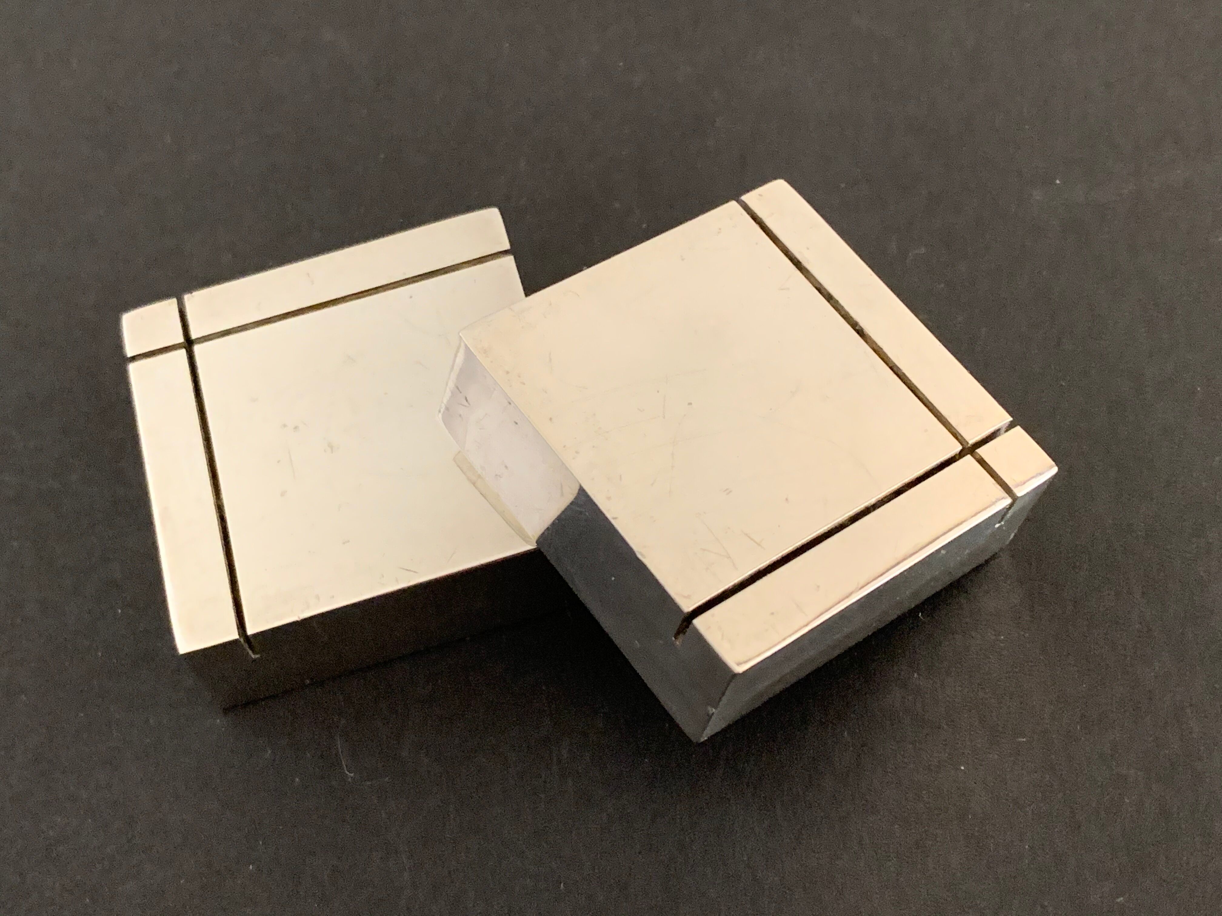 6 square silver metal knives with AVM Paris punch