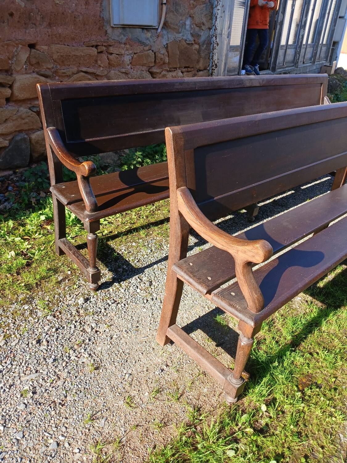 Pair of antique church pews