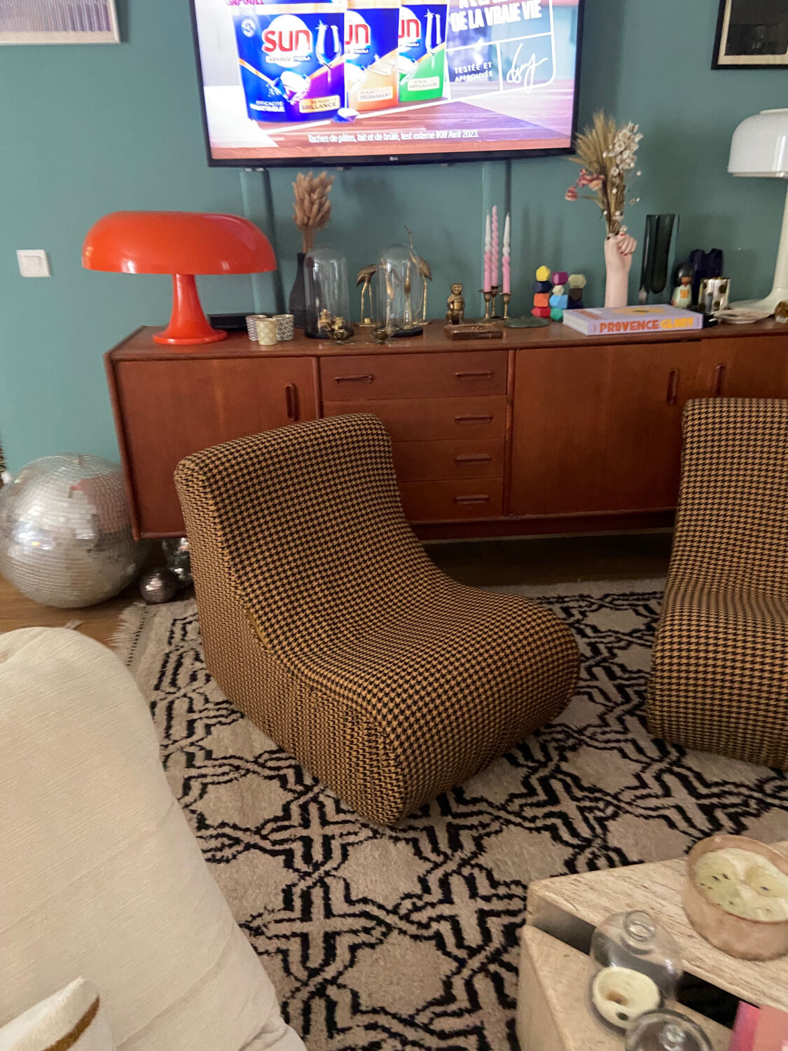 Pair of 70s foam armchairs