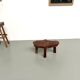 Brutalist tripod coffee table in solid teak – 1970s