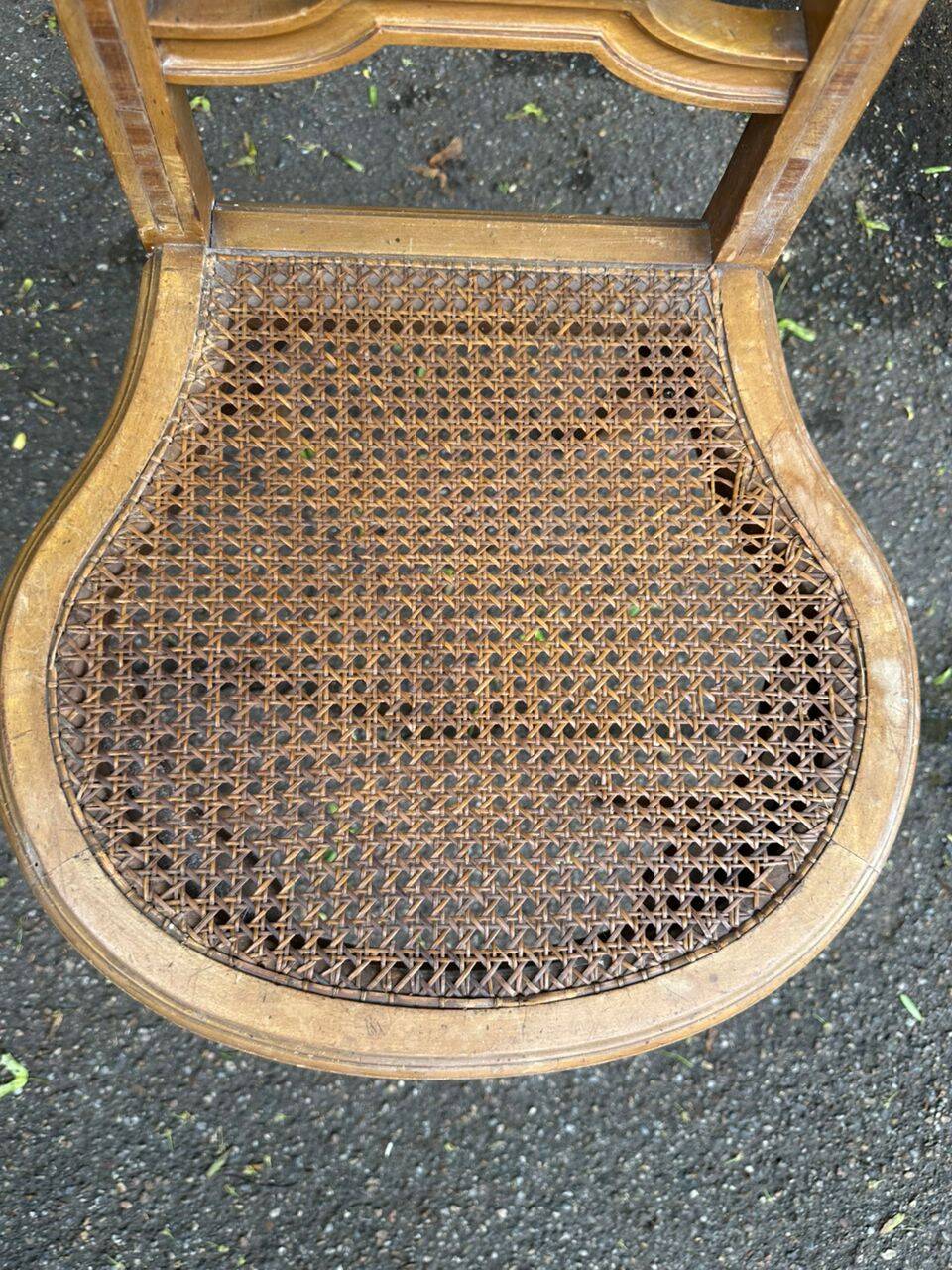 Louis XVI lyre chair, solid wood, caned.