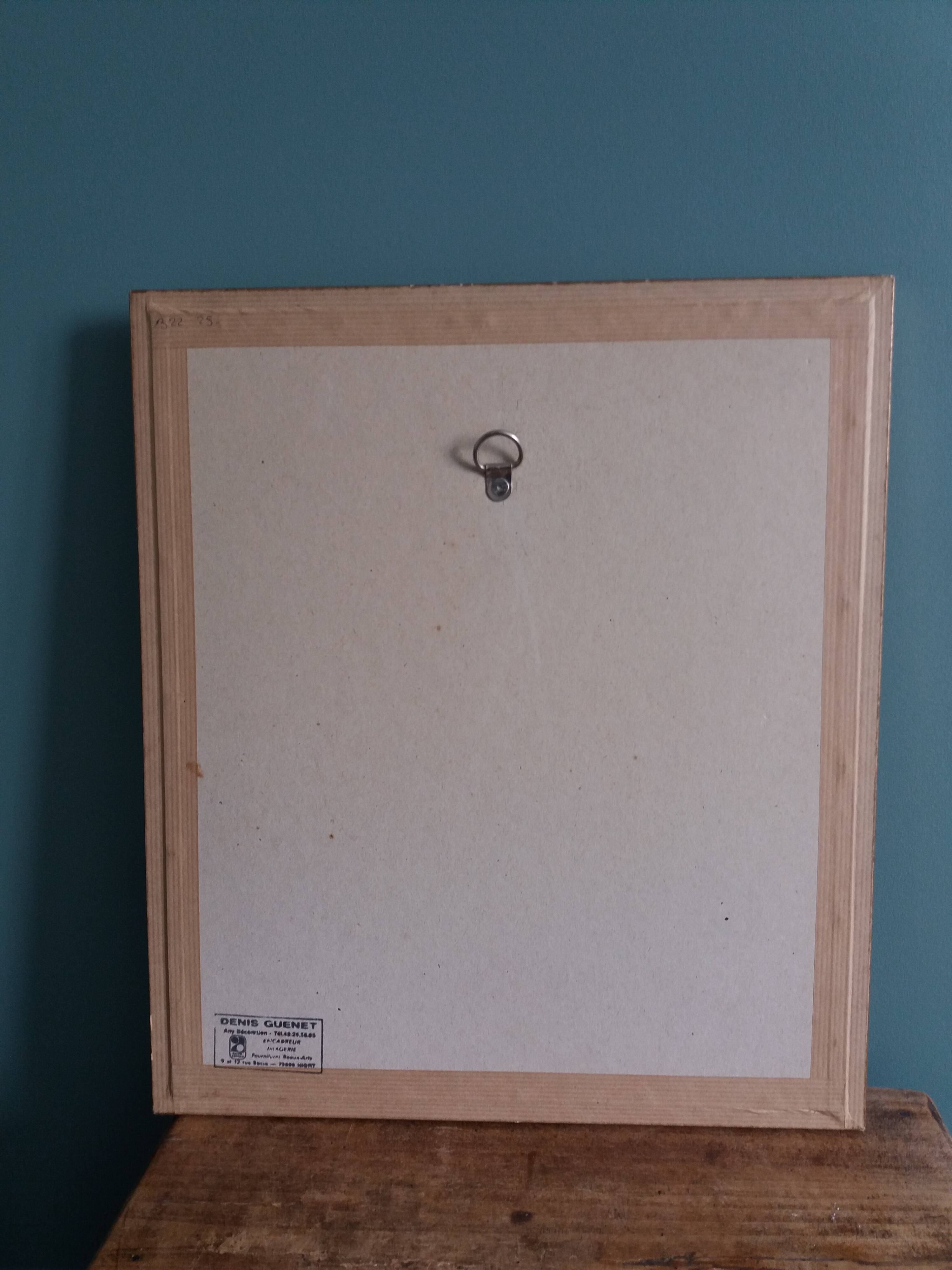 Signed painting, landscape, boat on river, Poitevin marsh