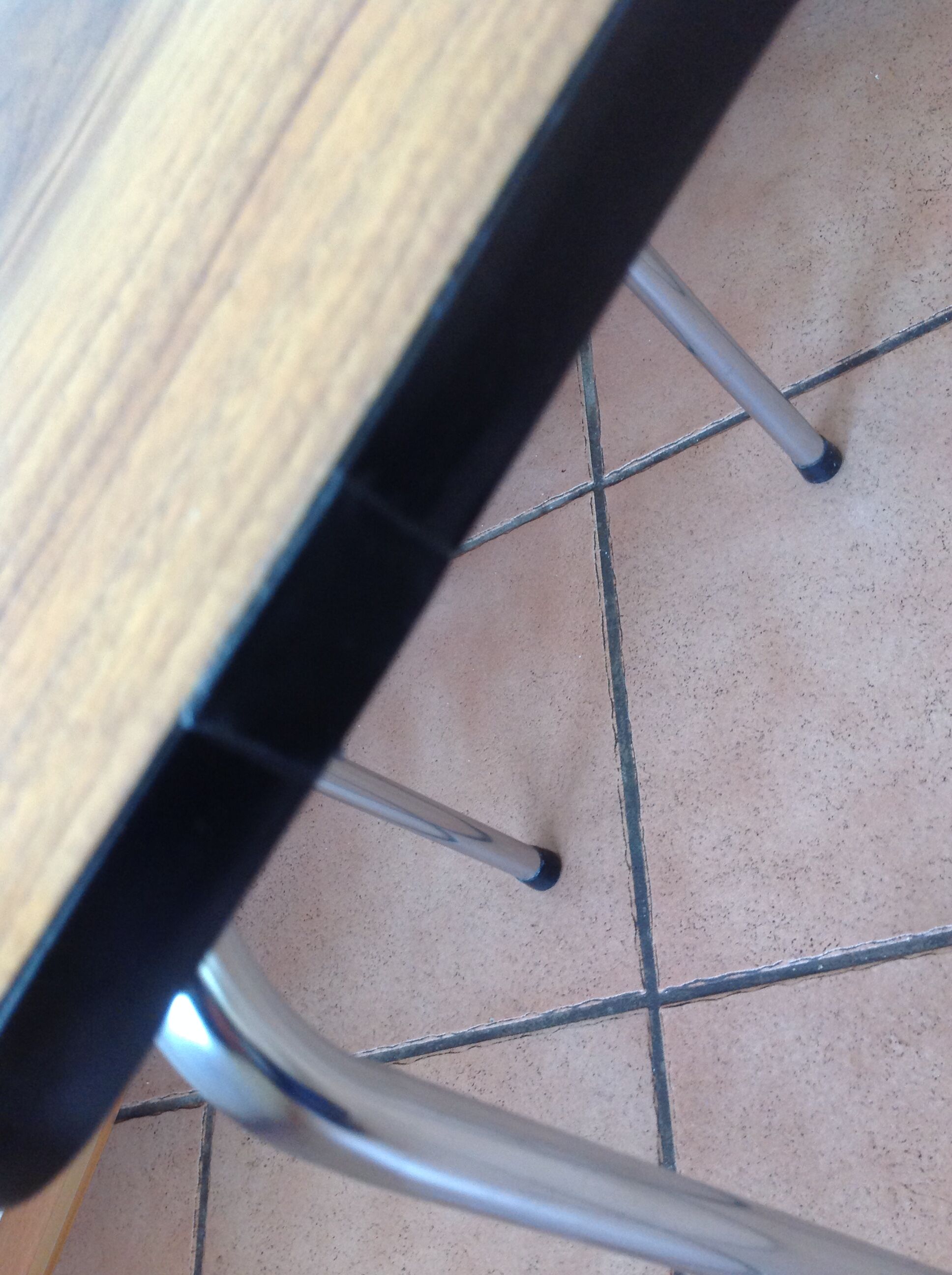 Leather in formica imitation wood and chrome feet / vintage 60s-70s