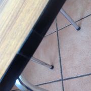 Leather in formica imitation wood and chrome feet / vintage 60s-70s