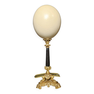Ostrich Egg, Bronze and Black Marble Base (19th century) H: 38 cm