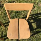 Paire de chaises bois massif P.G. Delaye “Grain de café”