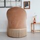 Fauteuil crapaud velours beige doré