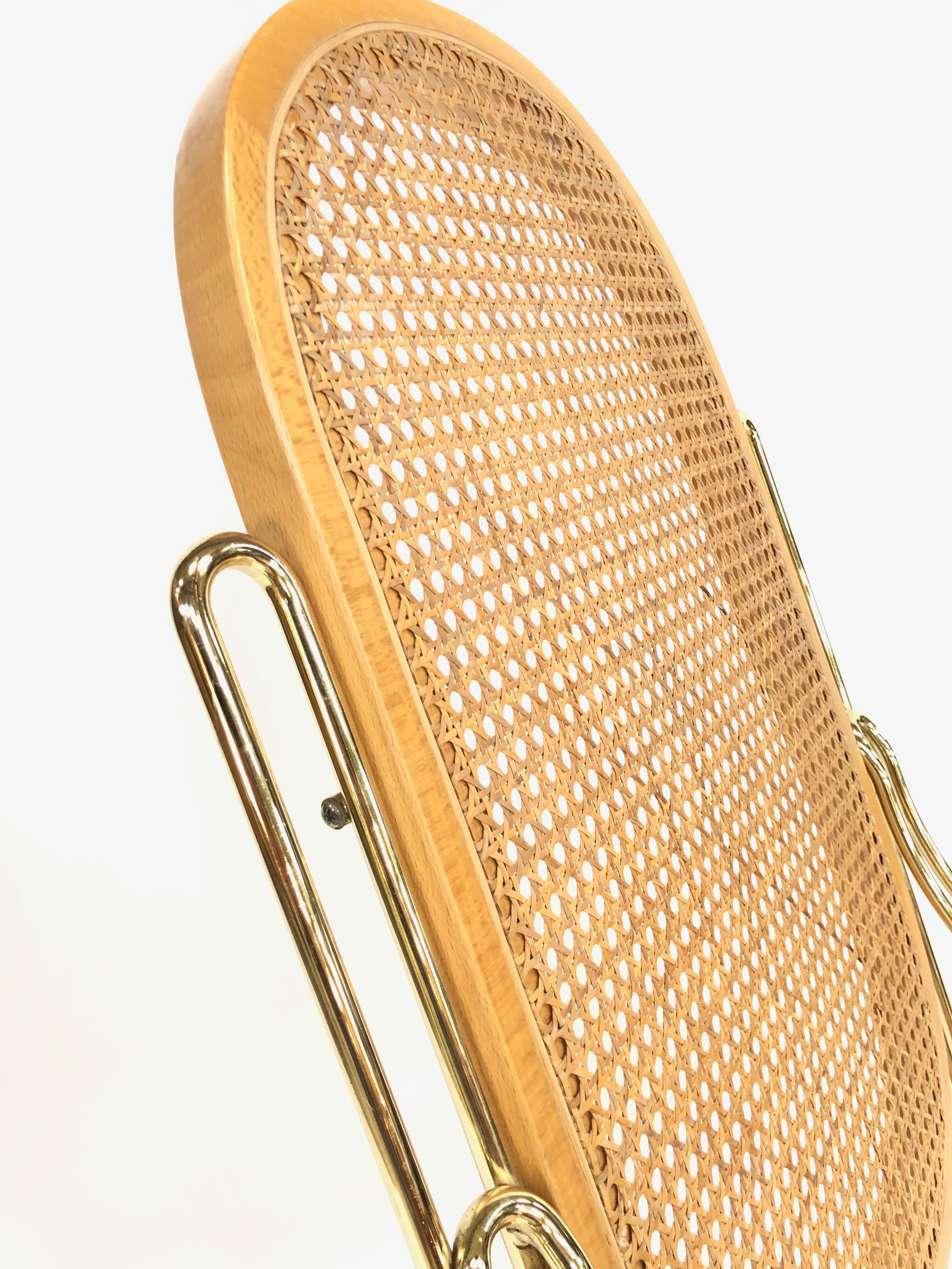 Vintage brass curved wooden rocking chair