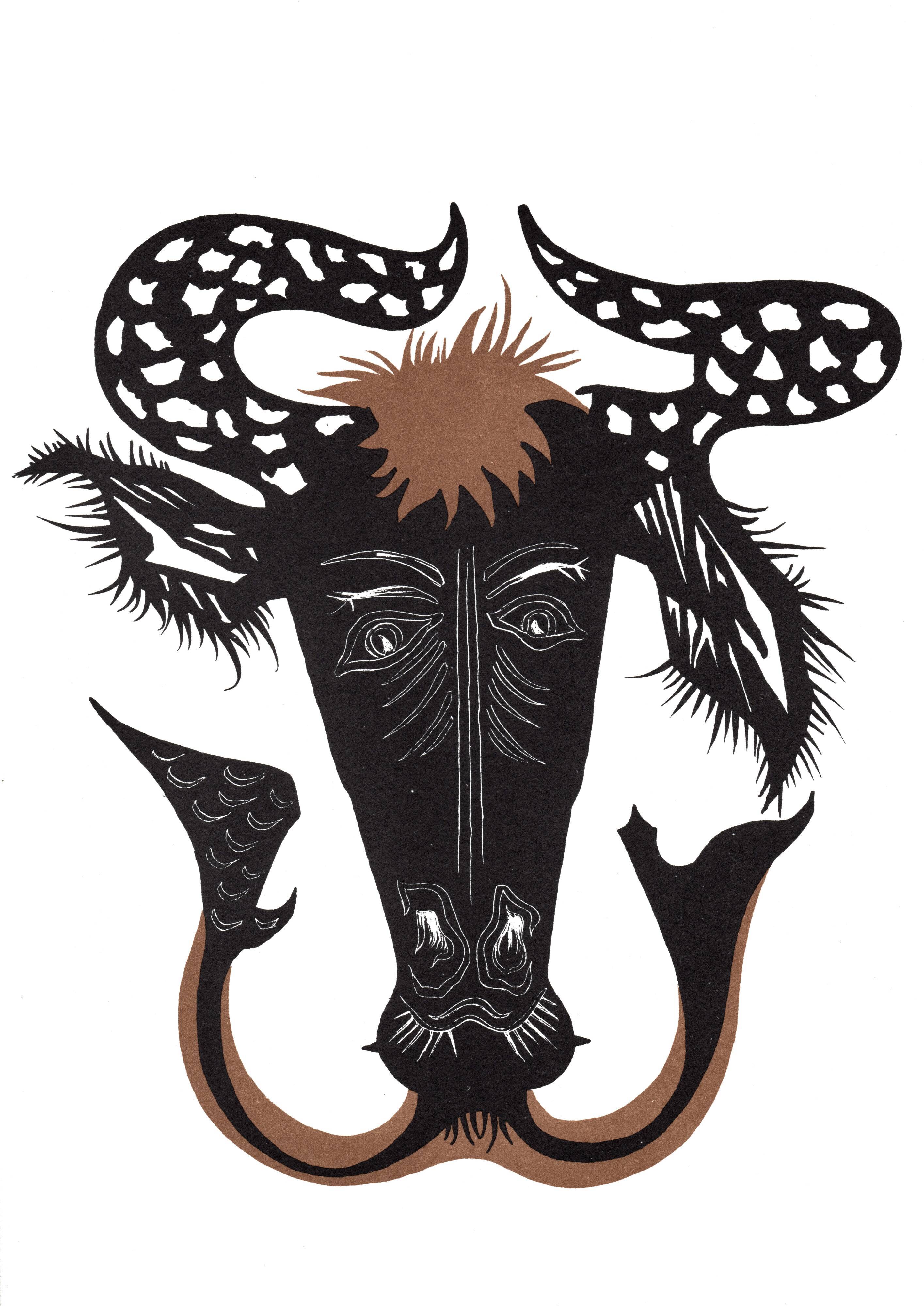 Original lithograph Jean Lurçat "Mermaid Bull of Aden"