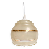 Lampe de plafond vintage beige avec des accents dorés, années 1960.