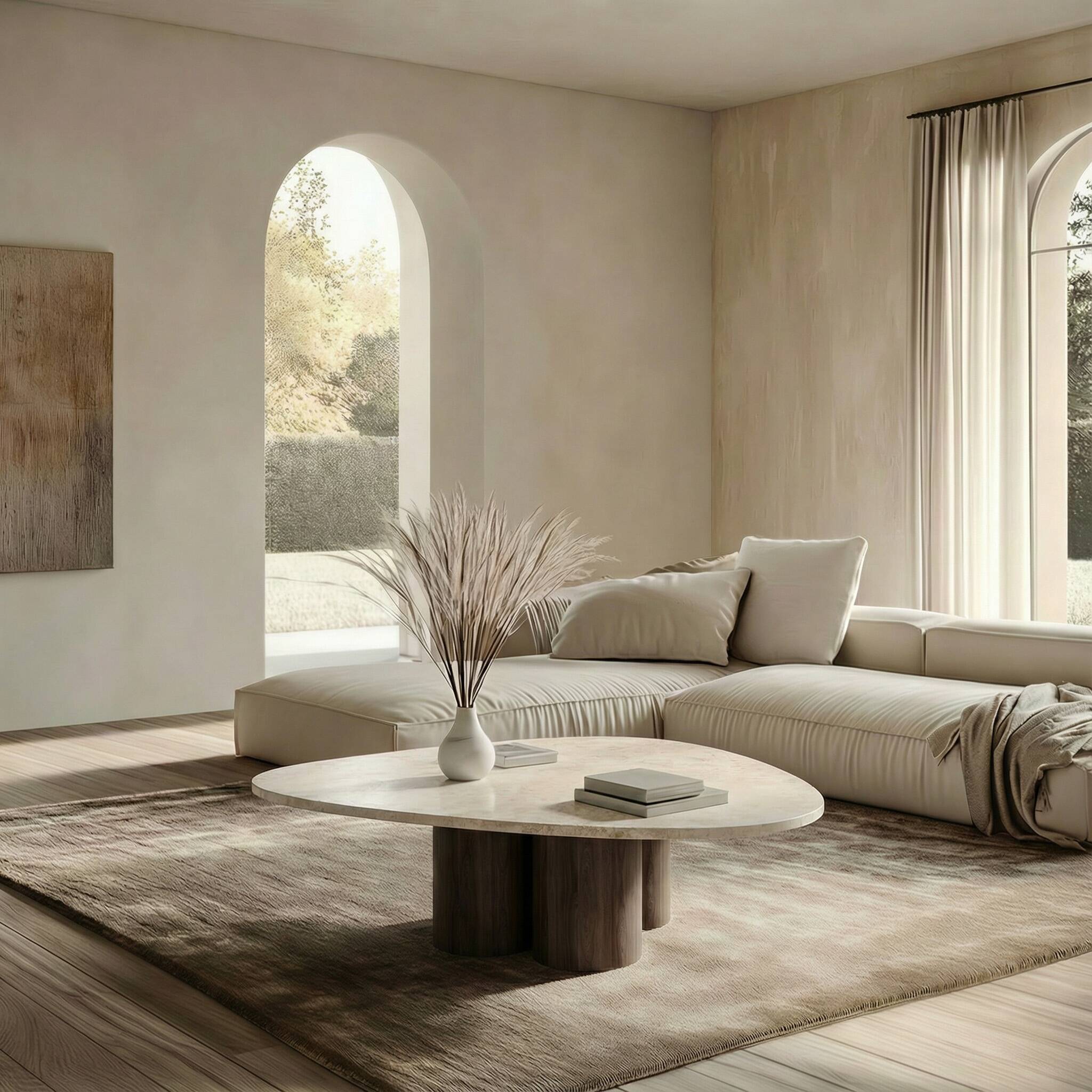 STONE VALLEY Contemporary coffee table – Rivage – Crema marble