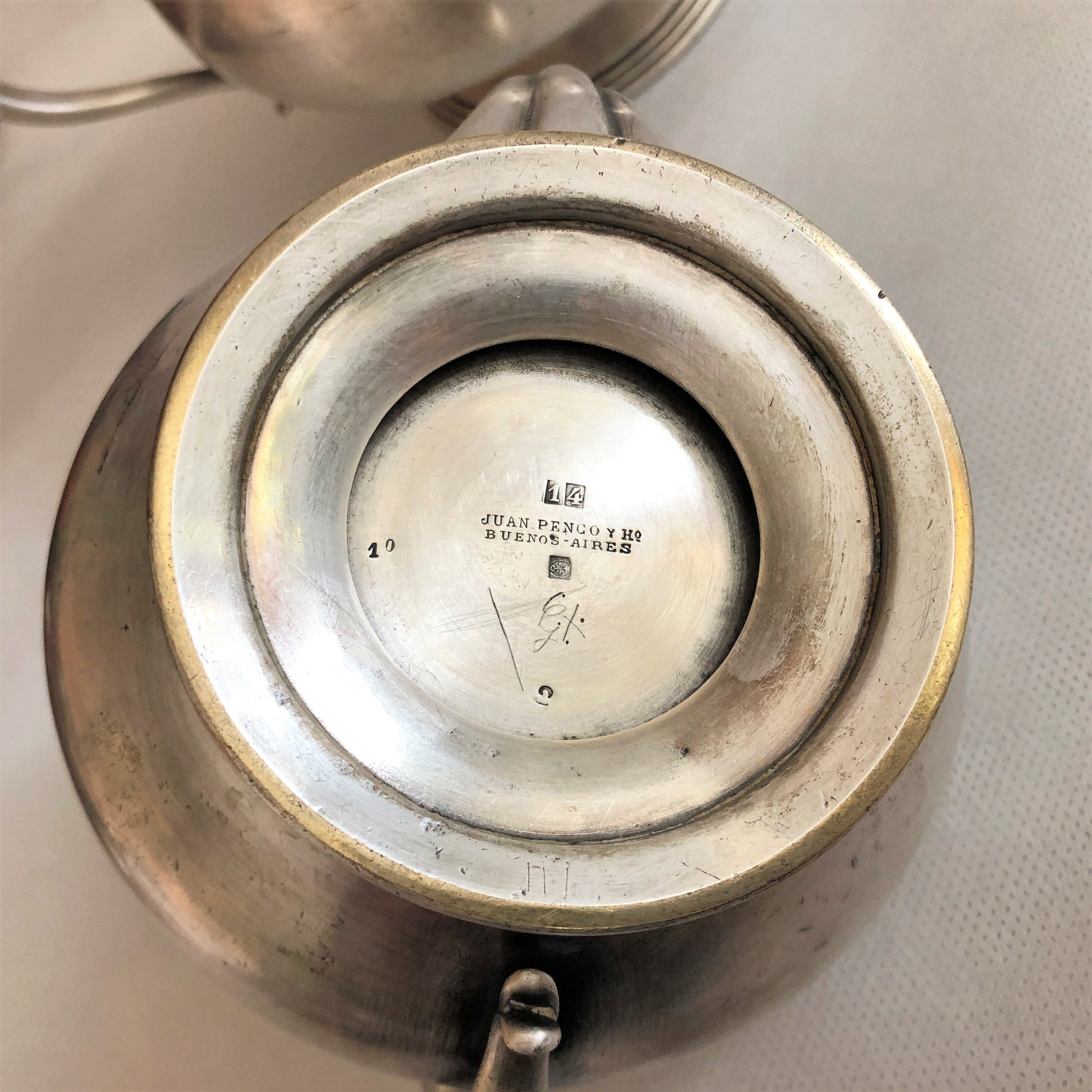 Vintage Buenos Aires silver metal coffee tea set with hallmarks
