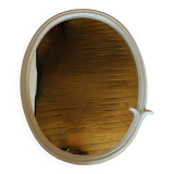 Oval mirror in vintage enameled white cast iron