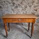 Vintage beech desk with a linoleum top and drawer.