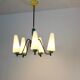 Dutch suspension lamp in wood steel and opaline glass