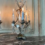 Pair of bronze and cut crystal girandoles circa 1900