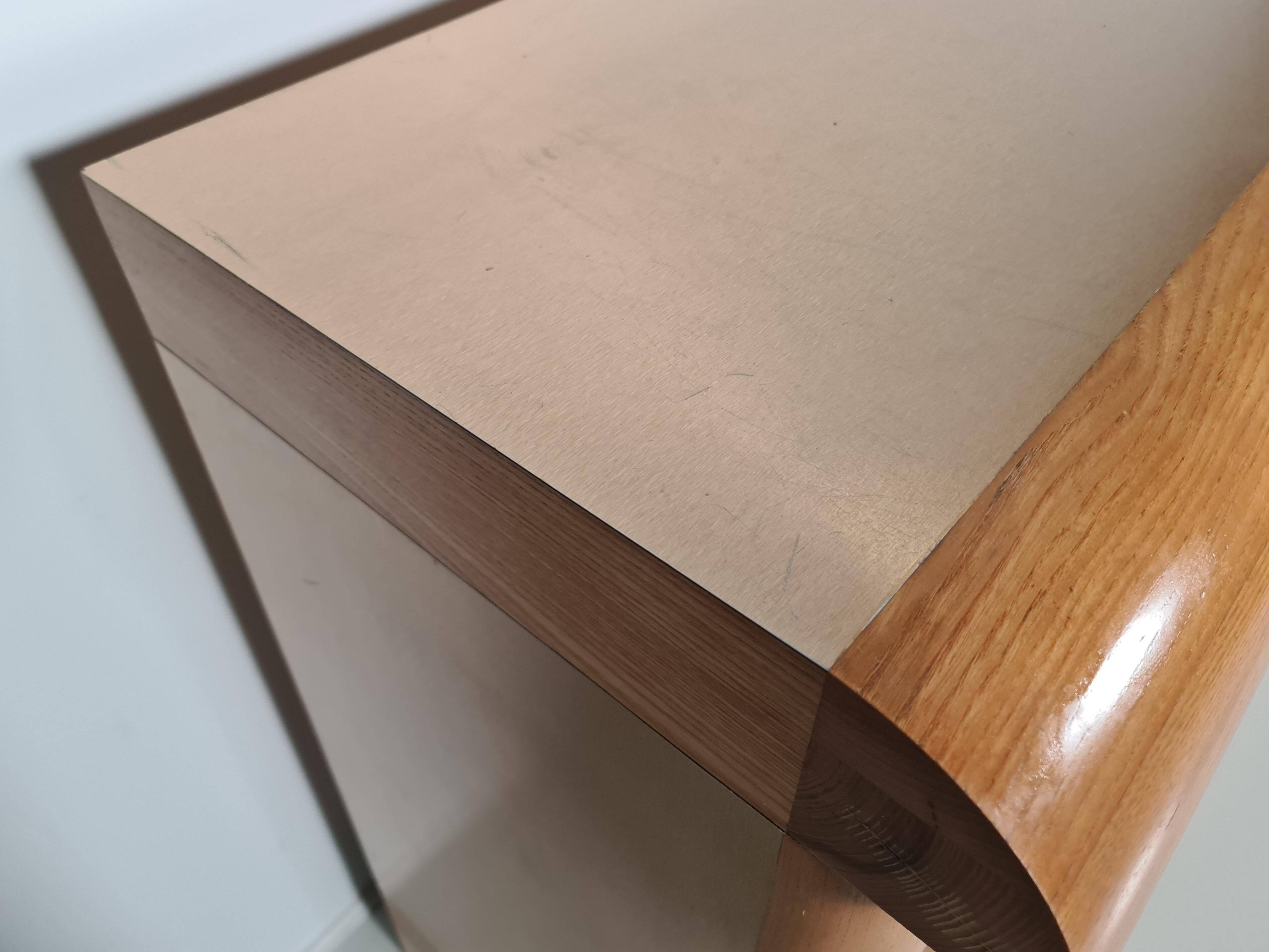 Enfilade/Credenza in oak and brushed brass, Italy, 1970