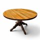 Solid oak dining table, also known as a monastery table, with a sturdy central pedestal, heavy-duty construction