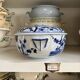 Large soup tureen Creil & Montereau in blue ironstone, "Japan" service.