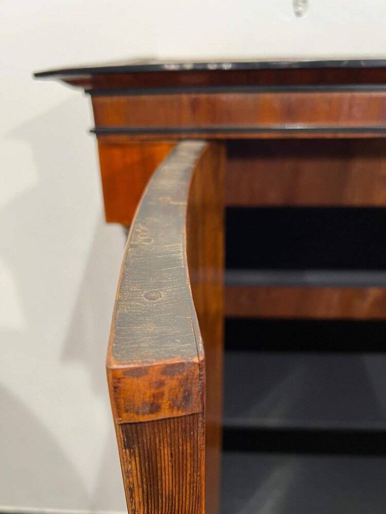 Biedermeier Armoire, Walnut Veneer, Full Columns, Austria/Vienna around 1825