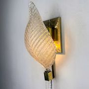 Pair of leaf-shaped wall sconces by Barovier & Toso, Murano glass, Italy 1950s