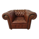 Brown leather chesterfield armchair