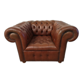 Fauteuil chesterfield cuir marron