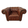 Brown leather chesterfield armchair