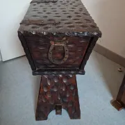 antique carved wooden bread kneader / rustic trunk chest