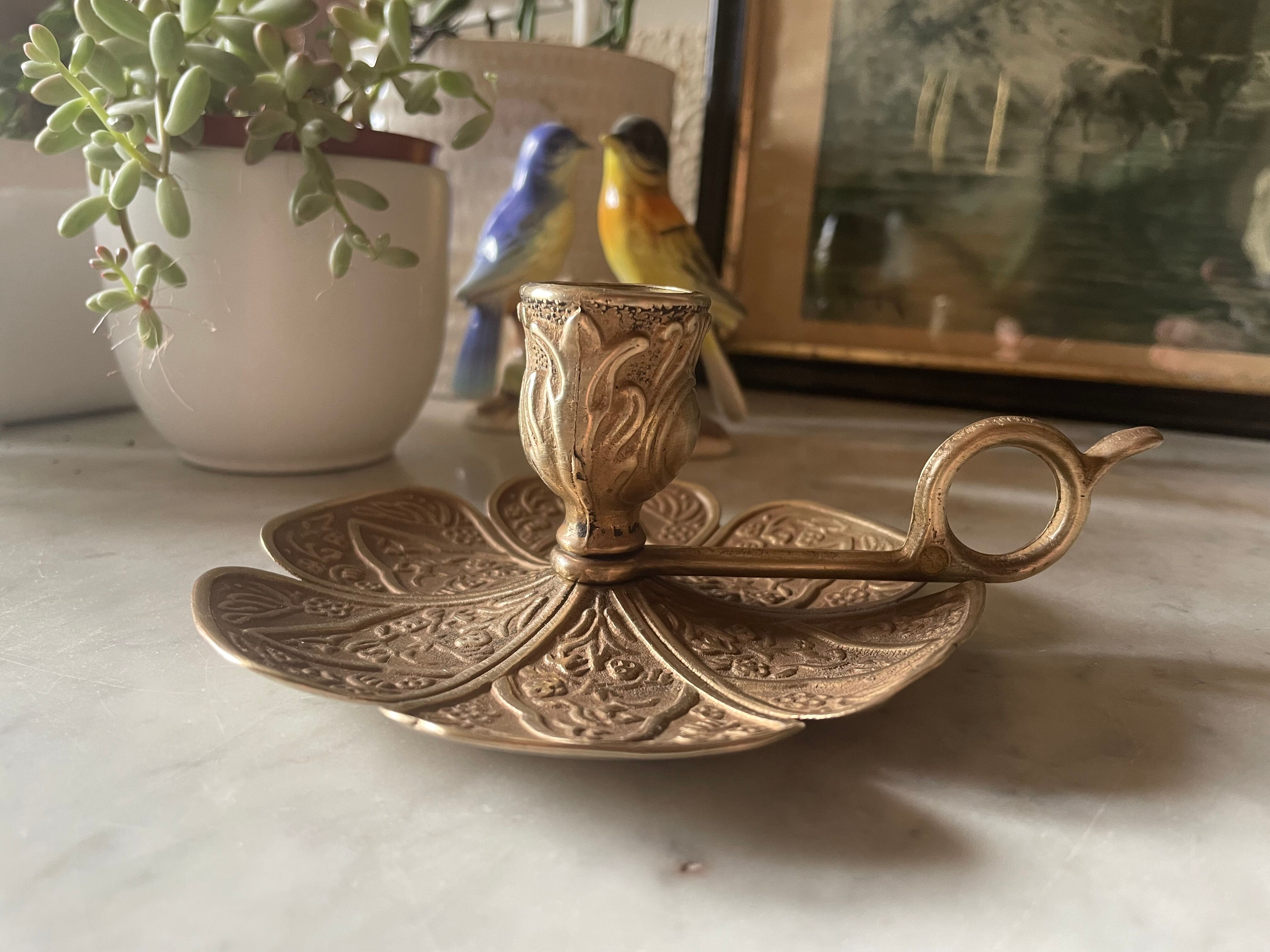 Brass flower candle holder