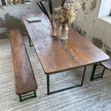 Guinguette table and its 2 benches