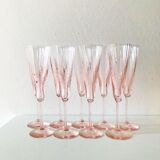 6 pink champagne flutes