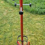 Red metal coat rack, vintage 1980s